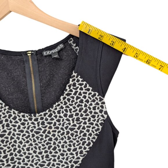 Express Bodycon Mini Dress Black White Animal Print Cap Sleeve Stretch Size 2 - Picture 10 of 10